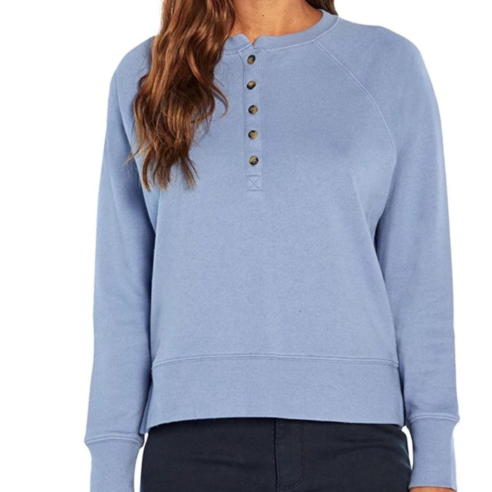 Gap Women's Henley Sweatshirt English Manor Blue, Size Large NWT